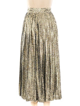 Metallic Chevron Pleated Midi Skirt Bottom arcadeshops.com