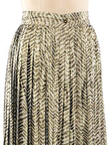 Metallic Chevron Pleated Midi Skirt Bottom arcadeshops.com