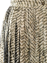 Metallic Chevron Pleated Midi Skirt Bottom arcadeshops.com