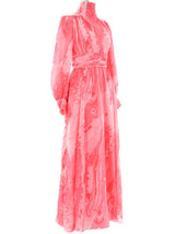 Victor Costa Printed Chiffon Maxi Dress Dress arcadeshops.com