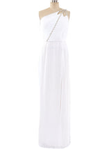 Travilla Plisse Pleated One Shoulder Gown Dress arcadeshops.com