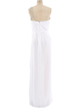 Travilla Plisse Pleated One Shoulder Gown Dress arcadeshops.com