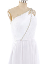 Travilla Plisse Pleated One Shoulder Gown Dress arcadeshops.com
