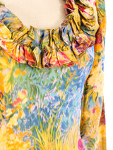Oscar de la Renta Floral Printed Ruffle Gown Dress arcadeshops.com