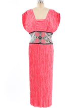 Mary McFadden Embellished Plisse Pleated Dress Dress arcadeshops.com