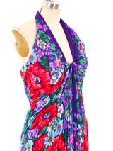 Travilla Pleated Floral Halter Dress Dress arcadeshops.com