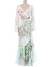 Marble Printed Ruffle Dress Dress arcadeshops.com