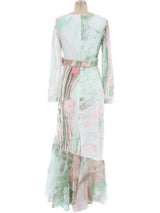 Marble Printed Ruffle Dress Dress arcadeshops.com