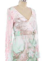 Marble Printed Ruffle Dress Dress arcadeshops.com