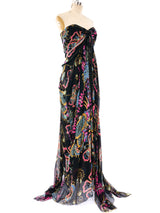 Christian Lacroix Printed Chiffon Sleeveless Gown Dress arcadeshops.com