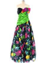 Eugene Alexander Dimensional Floral Strapless Gown Dress arcadeshops.com