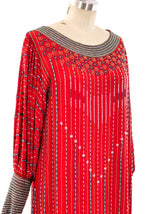Bead Embellished Striped Dress Dress arcadeshops.com