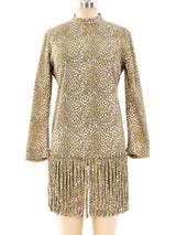 Leopard Printed Fringed Mini Dress Dress arcadeshops.com