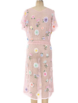 Pastel Crochet Floral Flutter Sleeve Dress Dress arcadeshops.com