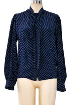 Yves Saint Laurent Heart Print Silk Blouse Top arcadeshops.com