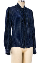 Yves Saint Laurent Heart Print Silk Blouse Top arcadeshops.com