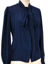 Yves Saint Laurent Heart Print Silk Blouse Top arcadeshops.com