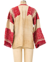 Heavily Embroidered Linen Peasant Top Top arcadeshops.com