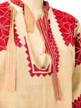 Heavily Embroidered Linen Peasant Top Top arcadeshops.com