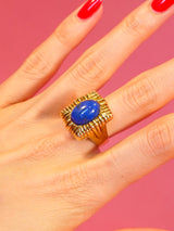 18k Basket Weave Lapis Cabochon Ring Fine Jewelry arcadeshops.com