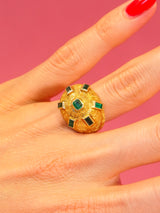 Emerald Studded Textured Dome Ring Fine Jewelry arcadeshops.com