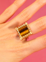 14k Gold Framed Tiger Eye Ring Fine Jewelry arcadeshops.com