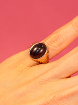 Antique Garnet Cabochon Rose Gold Signet Ring Fine Jewelry arcadeshops.com