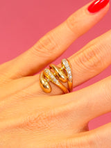 14k Gold Pave Diamond Wishbone Ring Fine Jewelry arcadeshops.com