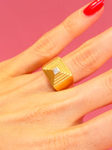 18K Matte Gold Pyramid Ring Fine Jewelry arcadeshops.com