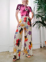 Graphic Floral Lurex Pants Bottom arcadeshops.com