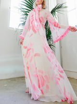Pink Brushstroke Printed Hostess Gown Dress arcadeshops.com