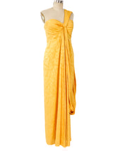Jacquard Silk One Shoulder Gown Dress arcadeshops.com