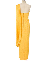 Jacquard Silk One Shoulder Gown Dress arcadeshops.com