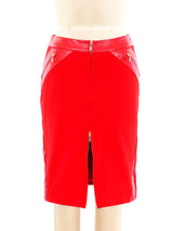Gianni Versace Red Leather Zip Skirt Bottom arcadeshops.com