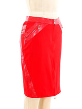 Gianni Versace Red Leather Zip Skirt Bottom arcadeshops.com