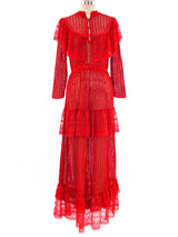 Red Lace Ruffle Crochet Maxi Dress Dress arcadeshops.com