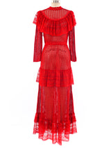 Red Lace Ruffle Crochet Maxi Dress Dress arcadeshops.com
