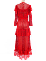 Red Lace Ruffle Crochet Maxi Dress Dress arcadeshops.com