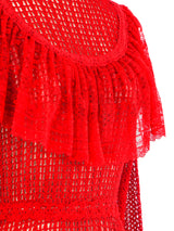 Red Lace Ruffle Crochet Maxi Dress Dress arcadeshops.com