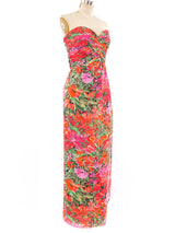 Victor Costa Floral Printed Strapless Dress Dress arcadeshops.com