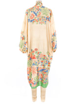 Japanese Garden Printed Pongee Silk Robe Jacket arcadeshops.com