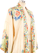 Japanese Garden Printed Pongee Silk Robe Jacket arcadeshops.com