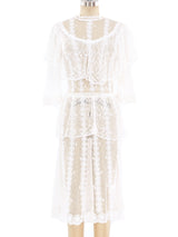 White Crochet Ruffle Dress Dress arcadeshops.com