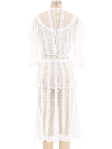 White Crochet Ruffle Dress Dress arcadeshops.com