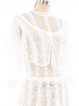 White Crochet Ruffle Dress Dress arcadeshops.com