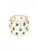 Turquoise Studded Clear Resin Bangle Accessory arcadeshops.com