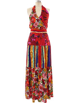 Mixed Print Halter and Skirt Ensemble Suit arcadeshops.com