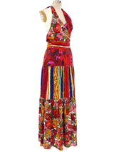 Mixed Print Halter and Skirt Ensemble Suit arcadeshops.com