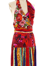 Mixed Print Halter and Skirt Ensemble Suit arcadeshops.com