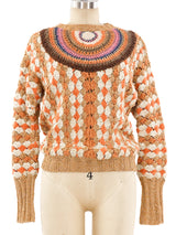 Metallic Argyle Knit Sweater Top arcadeshops.com